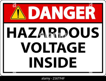 Pericolo tensione pericolosa all'interno del segnale sfondo bianco Illustrazione Vettoriale