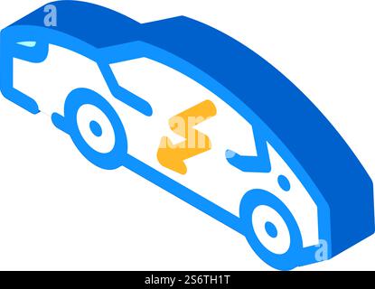 vettore icona isometrica per auto elettriche. cartello auto elettrica. illustrazione del simbolo isolato. illustrazione vettoriale dell'icona isometrica dell'auto elettrica Illustrazione Vettoriale