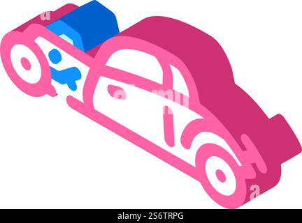 vettore icona isometrica della vettura con asta calda. cartello hot rod car. illustrazione del simbolo isolato. illustrazione vettoriale dell'icona isometrica della vettura con asta calda Illustrazione Vettoriale