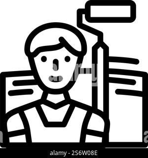 vettore icona linea uomo pittore. un uomo pittore, segno. illustrazione nera del simbolo del contorno isolato. illustrazione vettoriale dell'icona della linea uomo Illustrazione Vettoriale