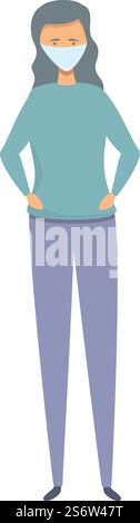 Donna in maschera icona vettore cartoni animati. Uomini d'affari. Affrontare l'assistenza sanitaria. Donna in maschera icona vettore cartoni animati. Uomini d'affari Illustrazione Vettoriale