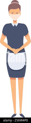 Donna del servizio alberghiero in maschera icona vettore cartoni animati. Assistenza sanitaria medica. Sicurezza di squadra. Donna del servizio alberghiero in maschera icona vettore cartoni animati. Assistenza sanitaria medica Illustrazione Vettoriale