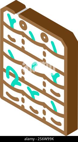 vettore di icone isometriche per sacchi in crescita per piantine. cartello dei sacchetti per la coltivazione delle piantine. illustrazione del simbolo isolato. illustrazione vettoriale di icone isometriche per sacchetti in crescita per piantine Illustrazione Vettoriale