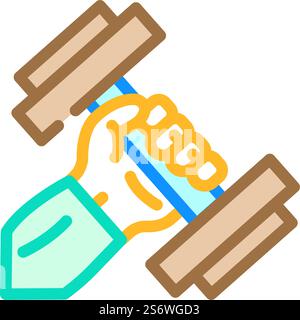 esercitatevi con il vettore di icone a colori fittizi. esercitatevi con il segno del manubrio. illustrazione del simbolo isolato. esercitarsi con un'illustrazione vettoriale con icone a colori fittizi Illustrazione Vettoriale