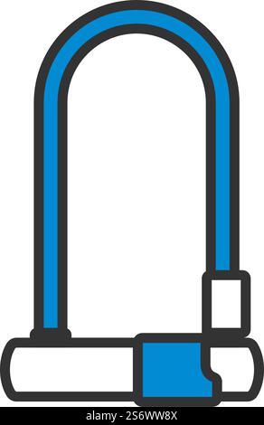 Icona Bike Lock. Contorno grassetto modificabile con disegno riempimento colore. Illustrazione vettoriale. Illustrazione Vettoriale