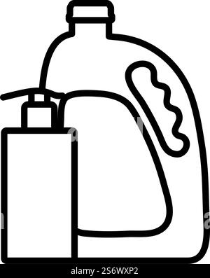 Icona bottiglie igienizzanti. Design di contorni in grassetto con larghezza traccia modificabile. Illustrazione vettoriale. Illustrazione Vettoriale