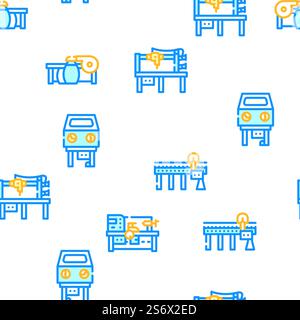 Illustrazione della linea di colore del modello senza cuciture vettoriale delle macchine industriali. Macchine industriali Vector Seamless Pattern Illustrazione Vettoriale