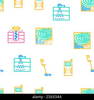 Illustrazione della linea del colore del pattern senza cuciture vettoriale dell'apparecchiatura di geodesia. Schema senza cuciture vettoriale dell'apparecchiatura Geodesy Illustrazione Vettoriale