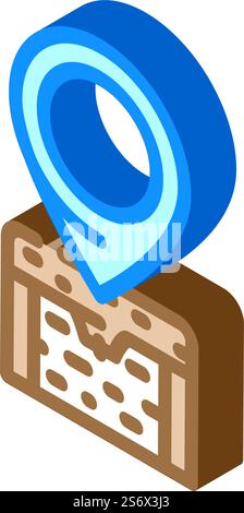 vettore di icone isometriche del tesoro di geolocalizzazione. simbolo del tesoro di geolocalizzazione. illustrazione del simbolo isolato. illustrazione vettoriale dell'icona isometrica del tesoro di geolocalizzazione Illustrazione Vettoriale