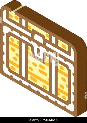 torace con vettore icona isometrico del tesoro. cassa con insegna del tesoro. illustrazione del simbolo isolato. immagine vettoriale con icona isometrica del tesoro Illustrazione Vettoriale