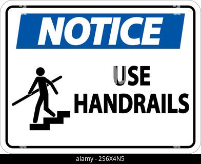 Avviso utilizzare il simbolo del corrimano su sfondo bianco Illustrazione Vettoriale