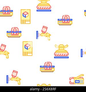 Illustrazione della linea di colore con motivo senza cuciture vettoriale per l'industria della lavorazione dei metalli. Modello senza cuciture vettoriale per l'industria della lavorazione dei metalli Illustrazione Vettoriale