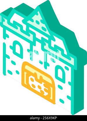 vettore icona isometrica del castello del tesoro. insegna del castello del tesoro. illustrazione del simbolo isolato. illustrazione vettoriale dell'icona isometrica del castello del tesoro Illustrazione Vettoriale
