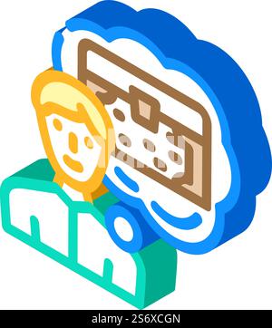 pensieri sul vettore di icone isometriche del tesoro. pensieri del segno del tesoro. illustrazione del simbolo isolato. riflessioni sull'illustrazione vettoriale dell'icona isometrica del tesoro Illustrazione Vettoriale