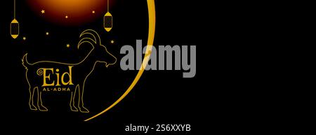 eid al adha mubarak semplice con lanterna e spazio di testo Illustrazione Vettoriale