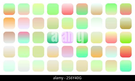set di colori pastello con gradienti morbidi. colori pastello gradienti mega morbidi impostano l'illustrazione vettoriale Illustrazione Vettoriale
