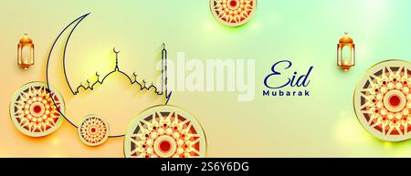 eid al adha realistic festival banner design Illustrazione Vettoriale