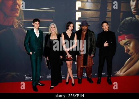 Andrew Ibach, Joanna Cassidy, Luise Großmann, Ving Rhames e Scott Monahan bei der Premiere des Kinofilms 'Uppercut' im Kino in der Kulturbrauerei. Berlino, 17.01.2025 Foto Stock
