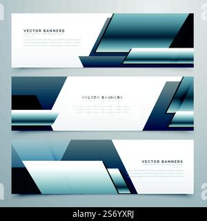 Banner aziendale insieme di tre intestazioni professionali Illustrazione Vettoriale