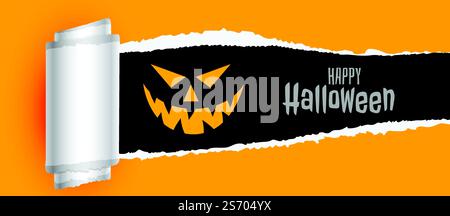 Happy halloween scary sfondo con presenza di frammenti di carta effetto Illustrazione Vettoriale
