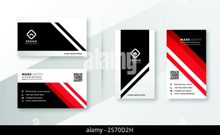Geometrica scheda business design in tema rosso Illustrazione Vettoriale