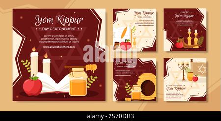 Yom Kippur Day Celebration Social Media Post modello disegnato a mano Cartoon Flat Illustrazione Illustrazione Vettoriale