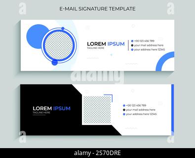 Modello moderno e minimalista per firma e-mail aziendale o design a piè di pagina per e-mail. Modello di firma professionale per e-mail aziendali. Illustrazione Vettoriale