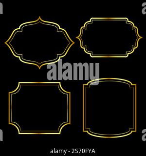 Set di golden vintage etichette telaio Illustrazione Vettoriale