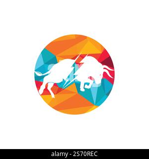 Toro con logo Thunder. Energia elettrica flash in toro. Illustrazione Vettoriale