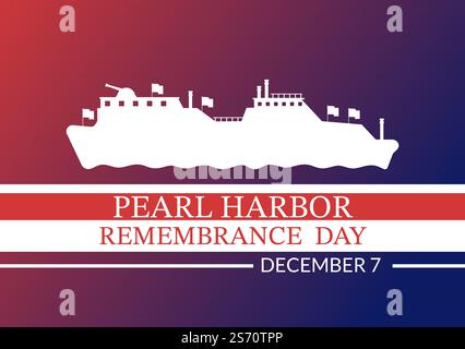 Happy Pearl Harbor Remembrance Day il 7 dicembre modello disegnato a mano Cartoon Flat Illustrazione per il National Memorial of Ceremony Illustrazione Vettoriale