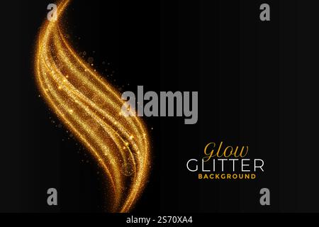 golden scintillante glitter astratto sfondo ondulato Illustrazione Vettoriale