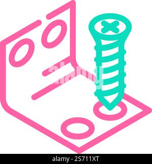 inserire il vettore dell'icona del colore dei mobili dell'assieme del bullone. inserire il cartello per mobili per montaggio bulloni. illustrazione del simbolo isolato. inserire l'illustrazione vettoriale dell'icona del colore dei mobili dell'assieme del bullone Illustrazione Vettoriale