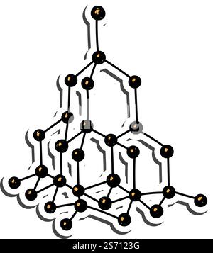 Adesivo Molecule con ombra sul tema dell'istruzione. Ritorno a scuola. Illustrazione vettoriale. Illustrazione Vettoriale