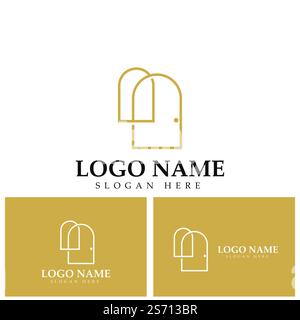 illustrazione dell'icona vettoriale del logo a forma di finestra della portiera di nicchia Illustrazione Vettoriale