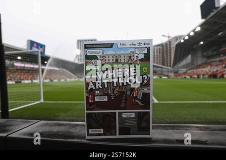 Il programma del giorno della partita durante la partita di Premier League Brentford vs Liverpool al Gtech Community Stadium, Londra, Regno Unito, 18 gennaio 2025 (foto di Alfie Cosgrove/News Images) Foto Stock