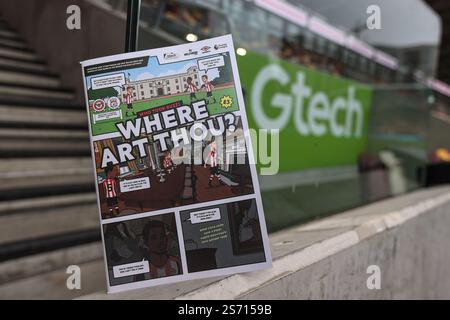 Il programma del giorno della partita durante la partita di Premier League Brentford vs Liverpool al Gtech Community Stadium, Londra, Regno Unito, 18 gennaio 2025 (foto di Alfie Cosgrove/News Images) Foto Stock