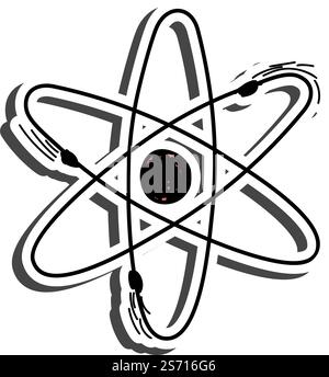 Adesivo di fisica con ombra sul tema dell'istruzione. Ritorno a scuola. Illustrazione vettoriale. Illustrazione Vettoriale