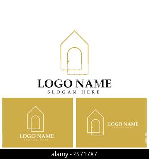 illustrazione dell'icona vettoriale del logo a forma di finestra della portiera di nicchia Illustrazione Vettoriale