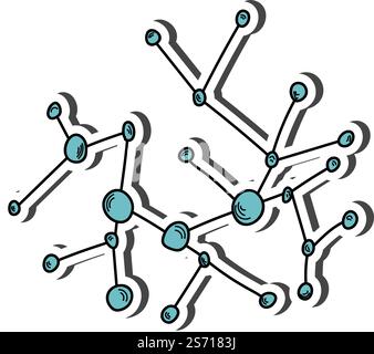 Adesivo Molecule con ombra sul tema dell'istruzione. Ritorno a scuola. Illustrazione vettoriale. Illustrazione Vettoriale