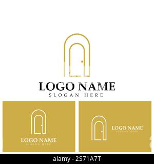 illustrazione dell'icona vettoriale del logo a forma di finestra della portiera di nicchia Illustrazione Vettoriale