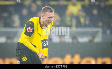 Dortmund, Germania. 10 gennaio 2025. Maximilian Beier (BVB) Borussia Dortmund - Bayer Leverkusen 10.01.2025 Copyright (nur für journalistische Zwecke) Foto Stock