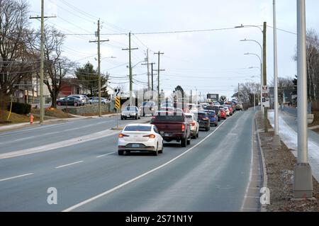 Corsia degli autobus su Bayers Road a Halifax, nuova Scozia, Canada (gennaio 2025) Foto Stock