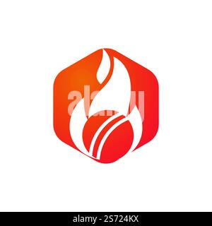 Cricket sport vettoriale logo design. Flaming Cricket campionato logo concetto. Illustrazione Vettoriale