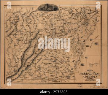 Mappa della sede della guerra in Virginia 1861 di Perris William. Foto Stock