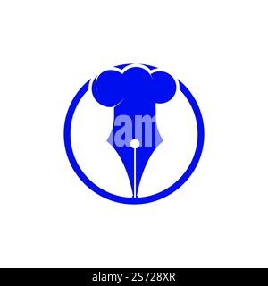 Food Writer Vector logo design. Cappello chef e penna icona logo design. Illustrazione Vettoriale