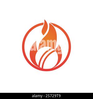 Cricket sport vettoriale logo design. Flaming Cricket campionato logo concetto. Illustrazione Vettoriale