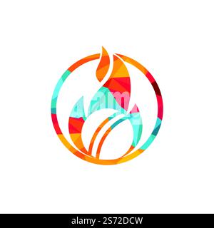 Cricket sport vettoriale logo design. Flaming Cricket campionato logo concetto. Illustrazione Vettoriale
