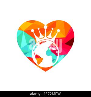 Logo King Planet Vector. Logo Globe King icona Design. Illustrazione Vettoriale