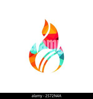 Cricket sport vettoriale logo design. Flaming Cricket campionato logo concetto. Illustrazione Vettoriale