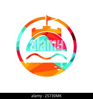Burger castello vettore logo design. Logo Fort Burgher. Illustrazione Vettoriale